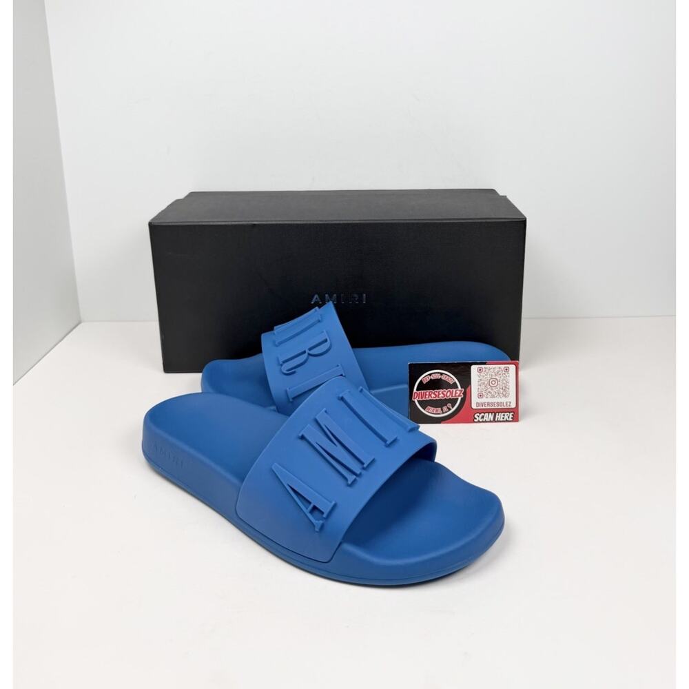 Size 41EU/8US- Amiri Logo Pool Slides Blue💙 NEW/RETAIL $350!